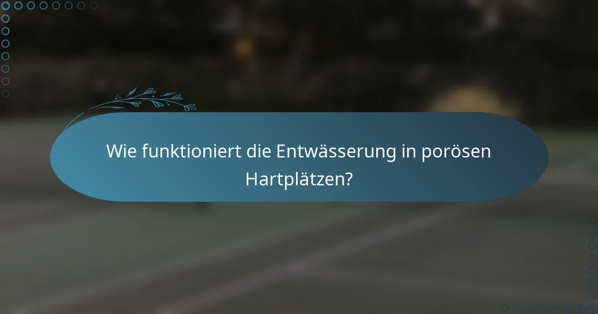 Wie funktioniert die Entwässerung in porösen Hartplätzen?