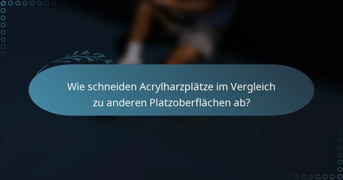 Wie schneiden Acrylharzplätze im Vergleich zu anderen Platzoberflächen ab?